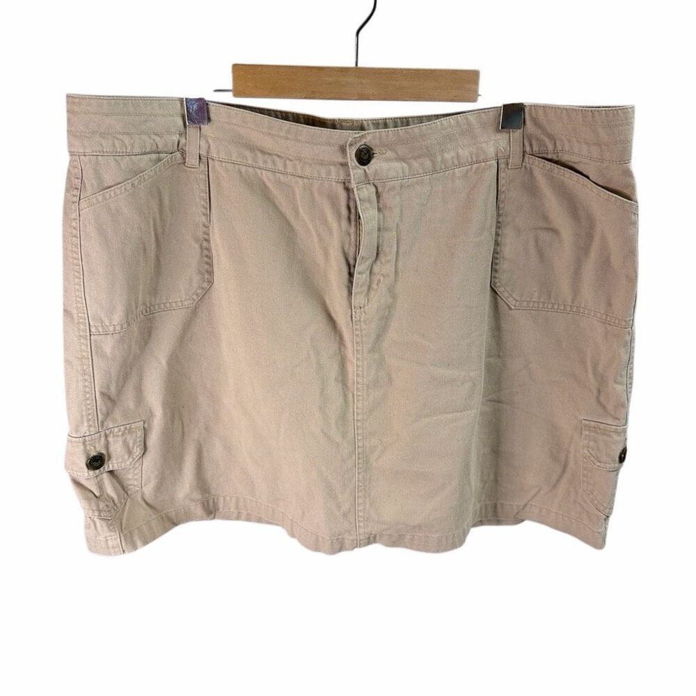WOMAN WITHIN Women’s Tan Cargo Style Skorts Button Zip Pockets Size 20W